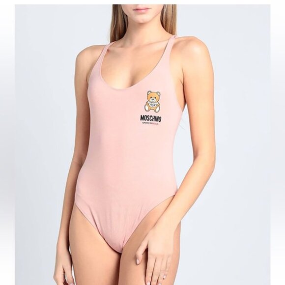 Moschino Pink Jersey Stretch Logo bodysuit size Small - Picture 1 of 16
